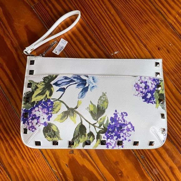 WHBM ๐พ NWTโPurple Hydrangeas Studded Wristlet Clutch Bag Purse, MSRP $69 - Picture 1 of 7